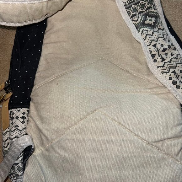 Black White polka dot Aztec geometric abstract zip‎ travel bag backpack B01 - Picture 6 of 8